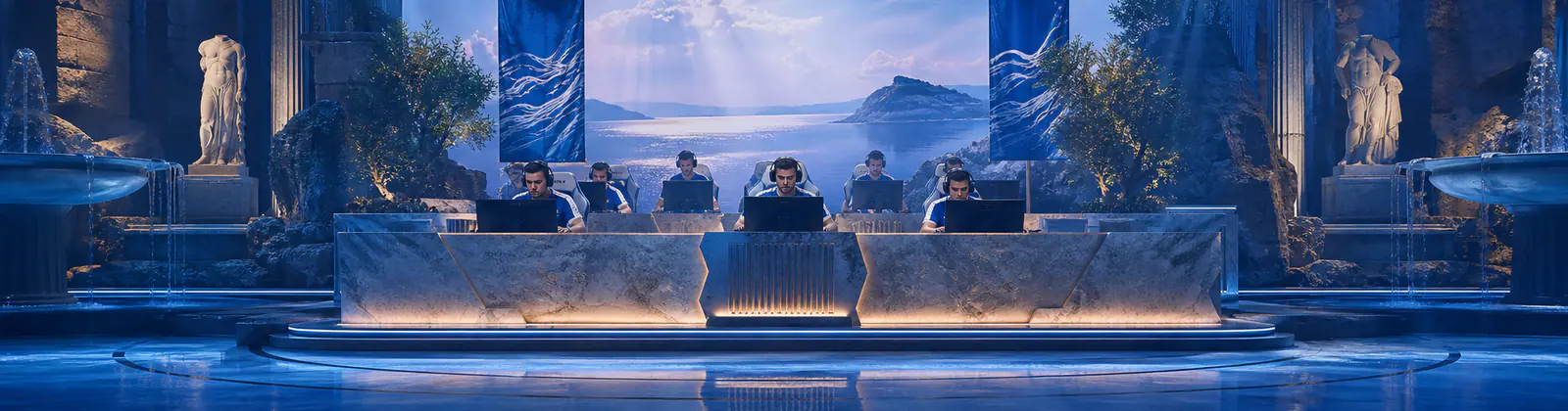 Ενήλικοι αθλητές eSports στο κέντρο ελληνικής αρένας