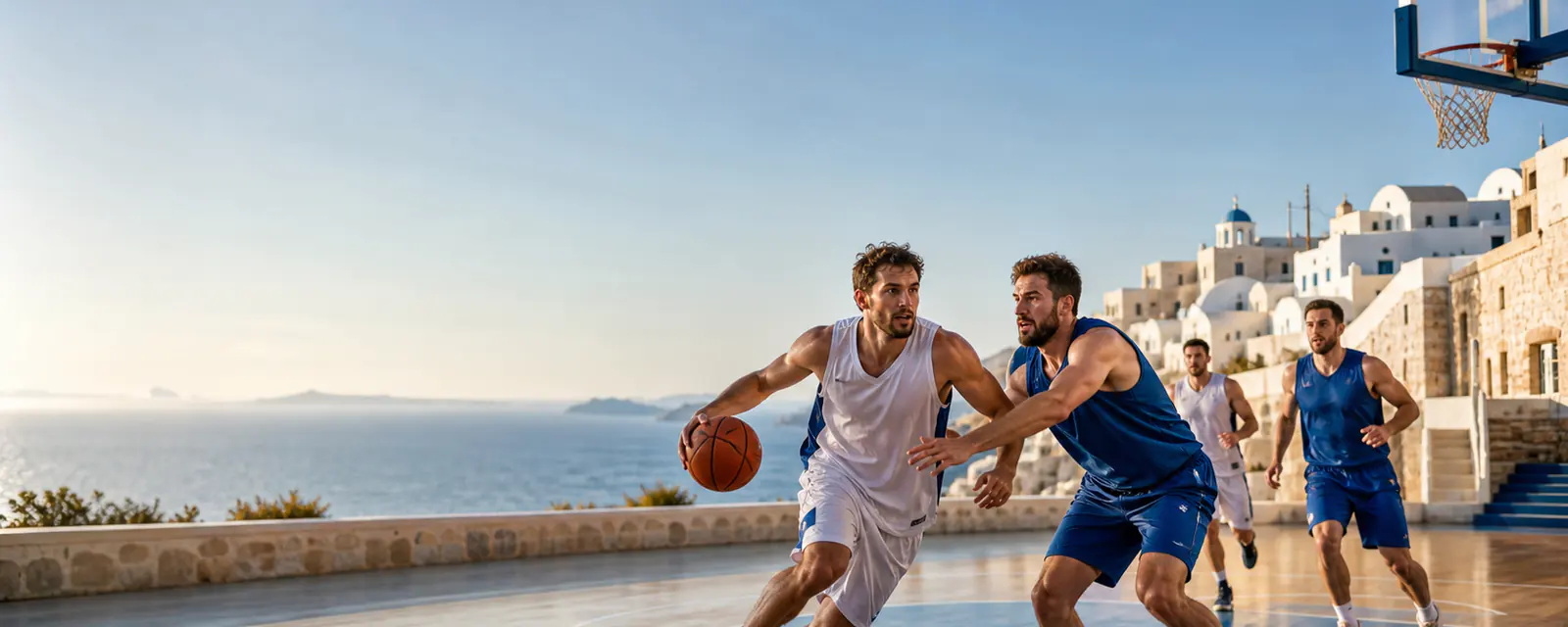 Καλαθοσφαιριστές σε αγώνα στην Ελλάδα